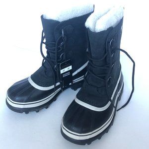 like NEW Sorel Caribou Winter Waterproof Boots Black/Stone Size 7 US 38 EUR